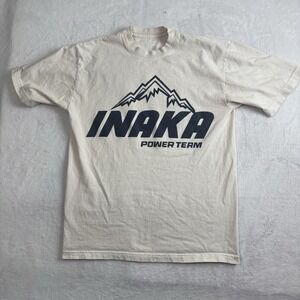 Inaka Power Team Beige Short Sleeve Graphic Shirt Men's Medium